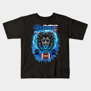 Football Detroit motor kitty Loins USA pride Kids T-Shirt